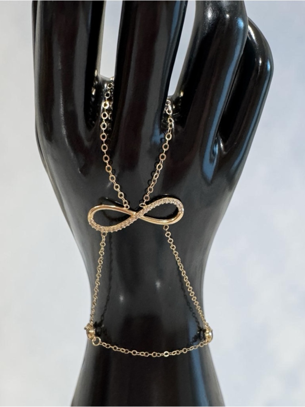 14K Gold Infinity Hand Chain Bracelet